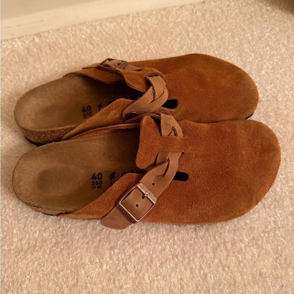 Brown Suede Slip-On Birkenstock Clogs